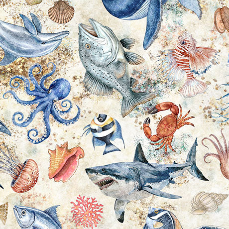 Nauticus - Sea Creatures, Cream - 32053-E