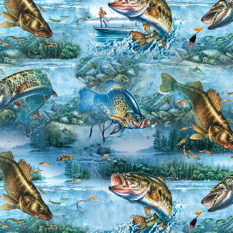 The Lure of Fishing - Fish and Lake Scenic, Blue - 32124-B