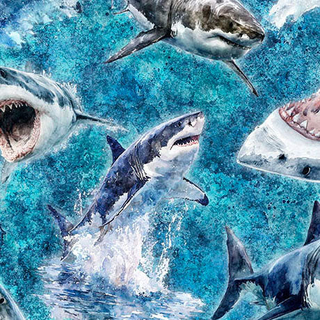 Into the Deep - Great Whites, Turquoise - 32220-Q