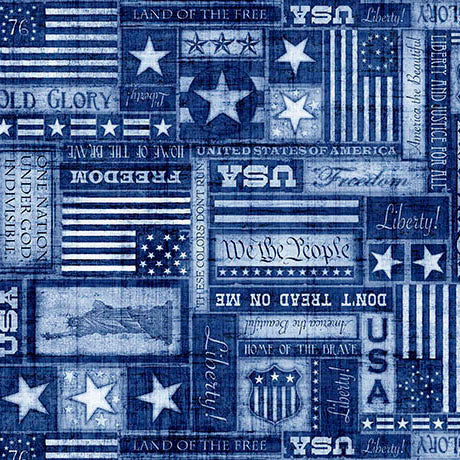 American Heritage - Americana Text, Denim - 32298-B