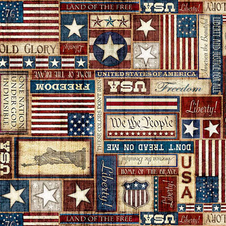 American Heritage - Americana Text, Red/Cream - 32298-RE