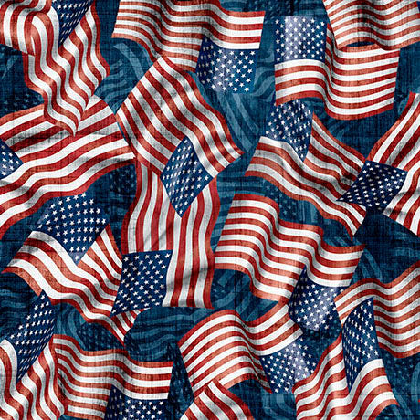 American Heritage - Wavy Flag, Red/Blue - 32299-RB