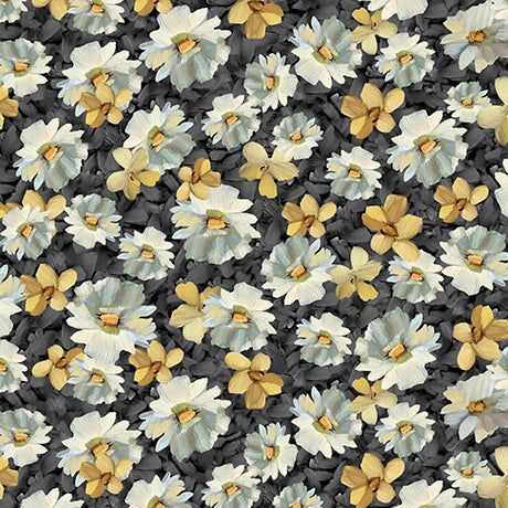 Daisies and the Chickadees - Daisies, Charcoal - 32341-K