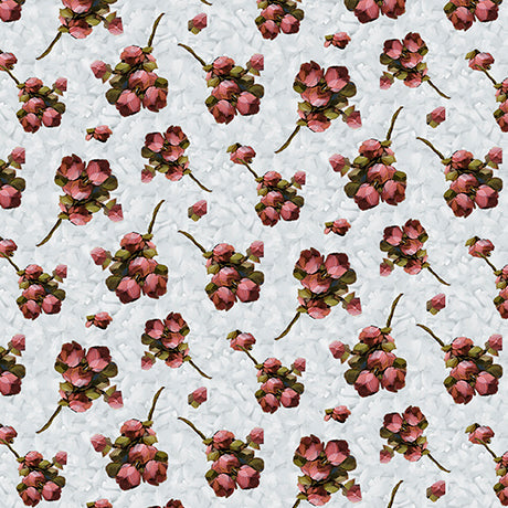 Daisies and the Chickadees - Rosebuds, Gray - 32342-K