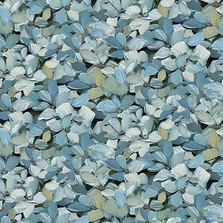 Daisies and the Chickadees - Hydrangea Petals, Dusty Blue - 32344-B