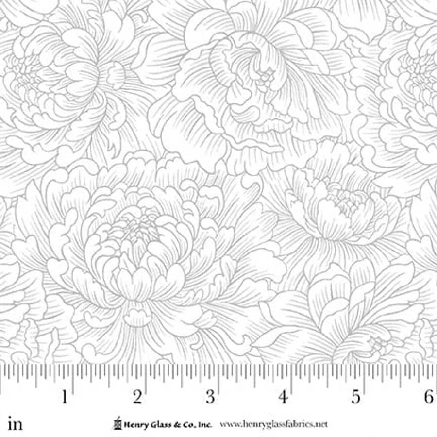 Scarlet's Treasure - Peony Monotone, White on White -  3644-11