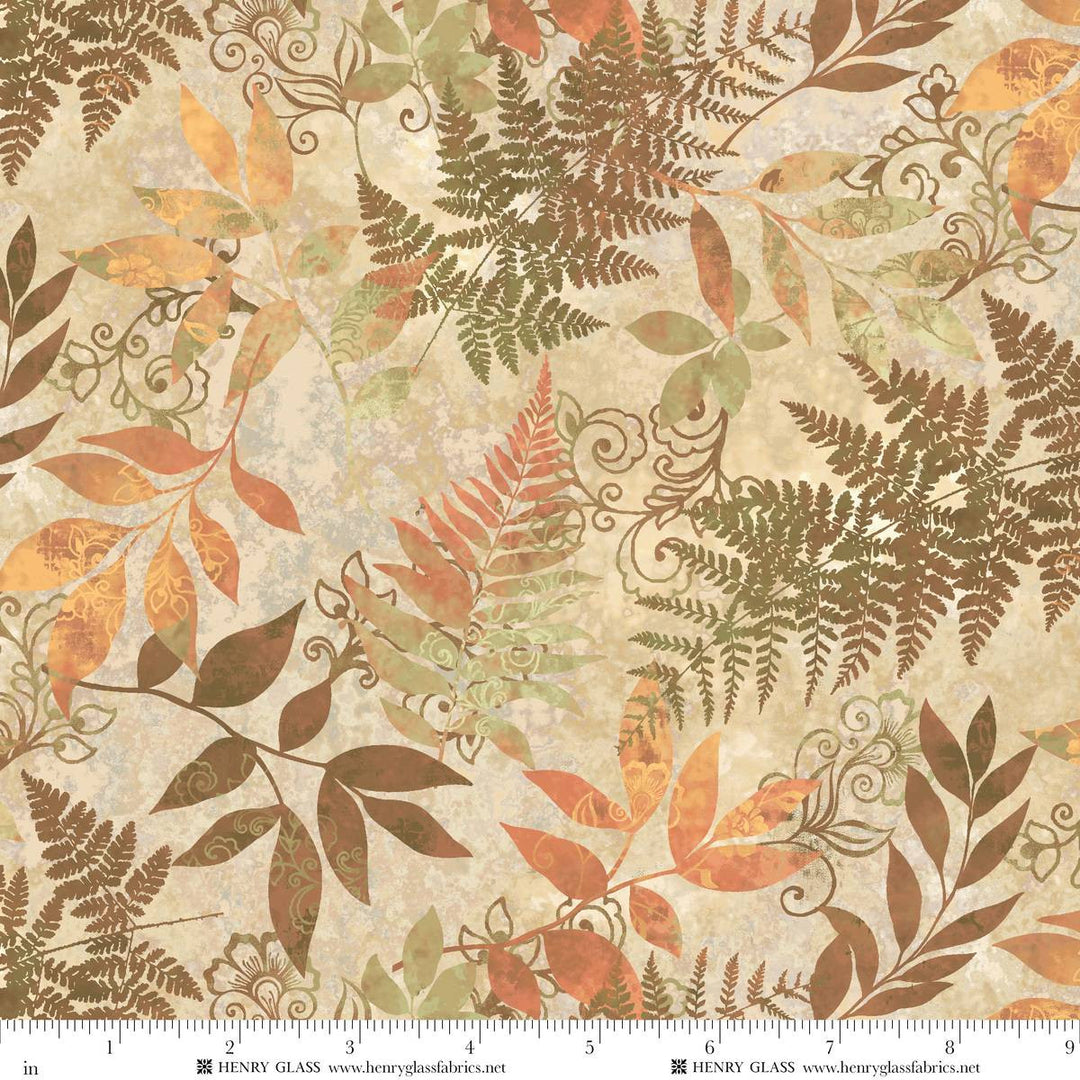Oak and Berries - Mixed Media Leaves, Cream - 3648-44