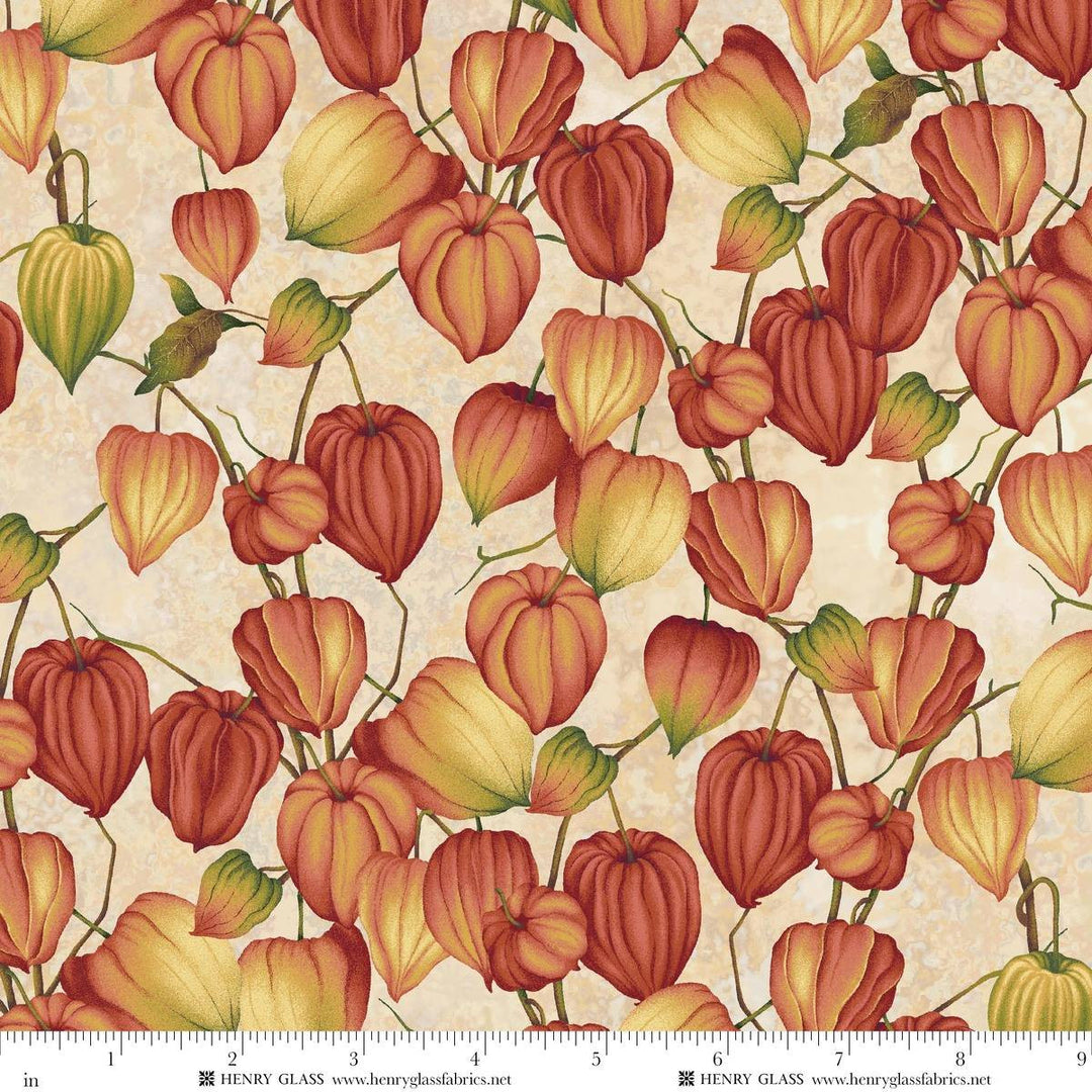 Oak and Berries - Chinese Lanterns, Cream Multi - 3650-44