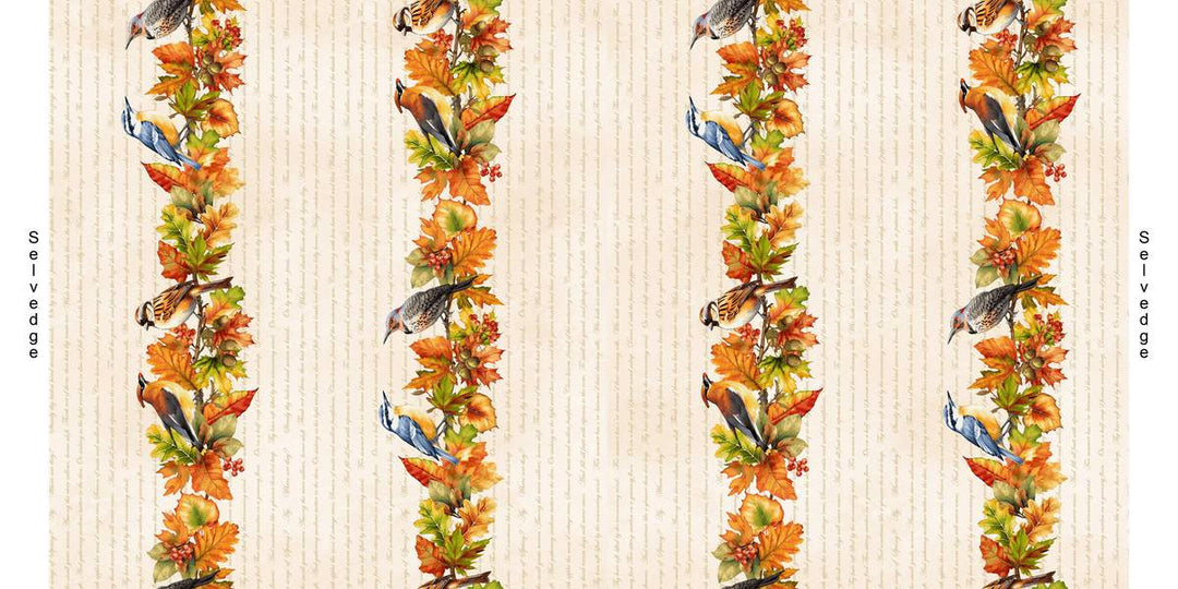 Oak and Berries - Border Stripe, Cream Multi - 3655-44