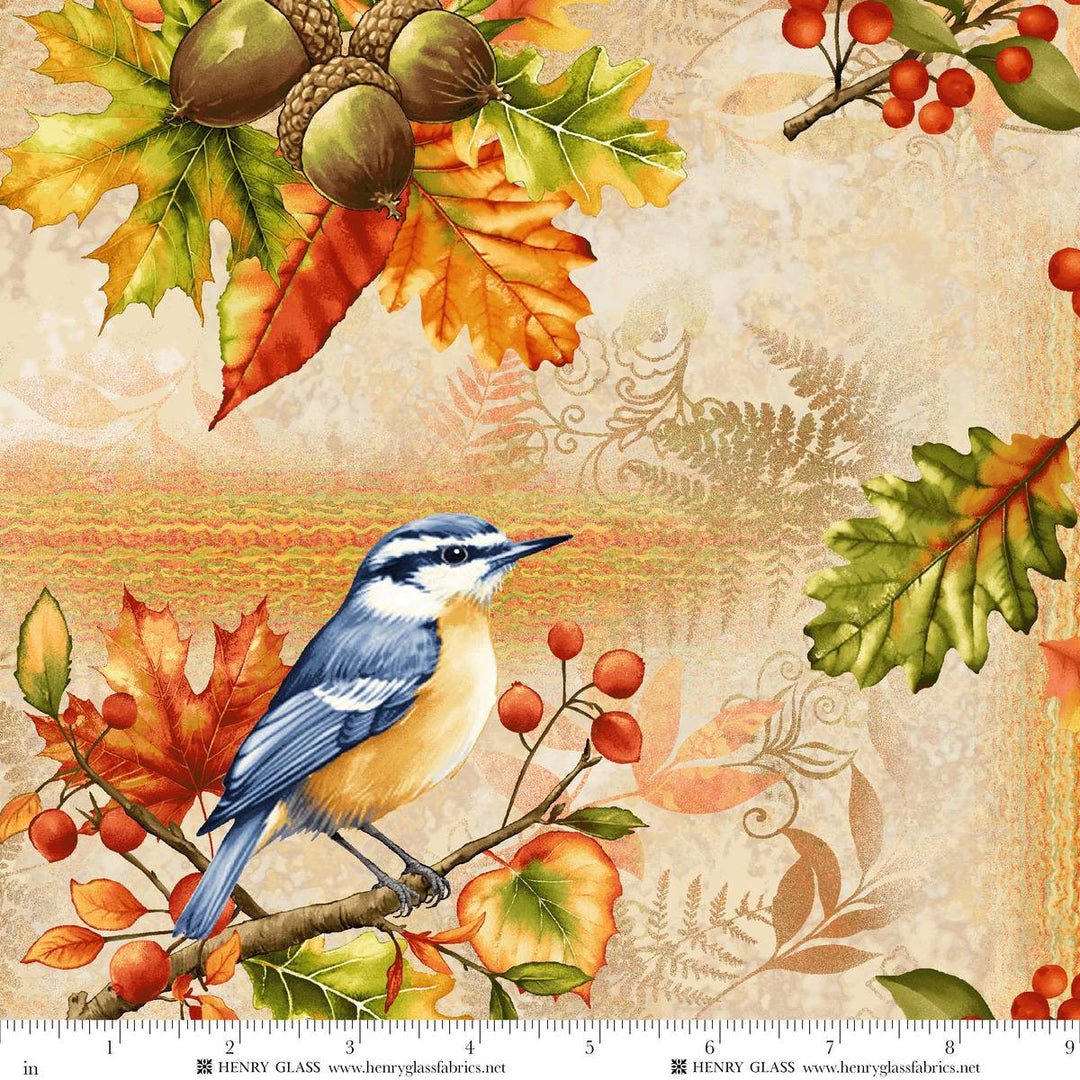 Oak and Berries - Oak & Berries Patchwork, Cream Multi - 3657-44