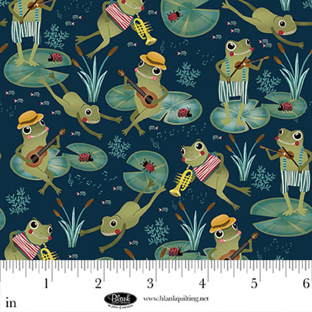Lake Night Serenade - Frogs, Navy- 4303-77