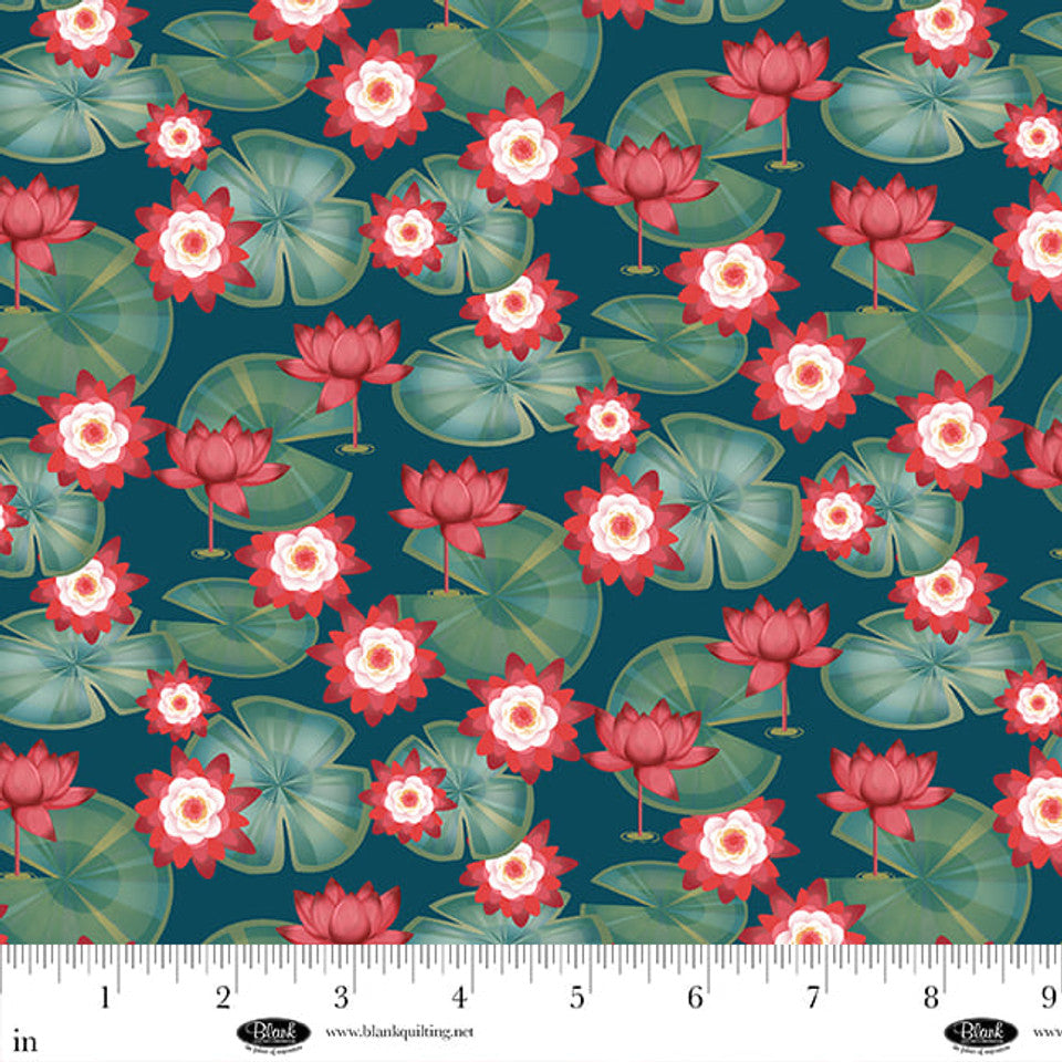 Lake Night Serenade - Flowers, Dark Teal- 4305-67