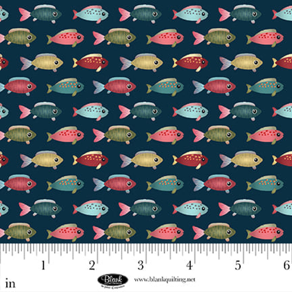 Lake Night Serenade - Fish, Navy- 4307-77