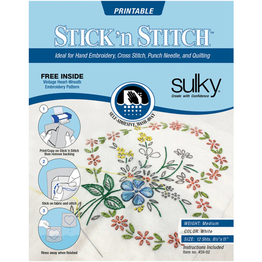 Sulky Stick 'n Stitch - 12 sheets 8 1/2" x 11"