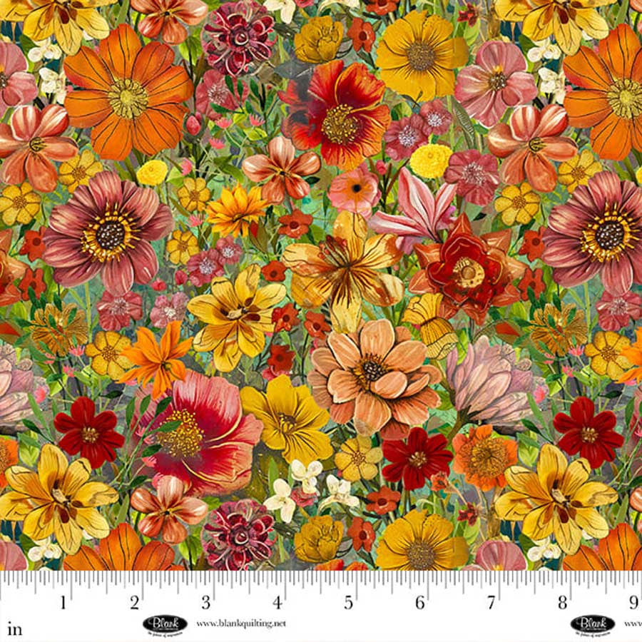 Enchanted Canopy - All Over Flowers, Persimmon - 4604-33