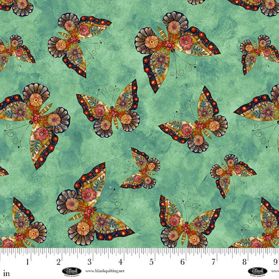 Enchanted Canopy - Butterflies, Teal - 4605-67