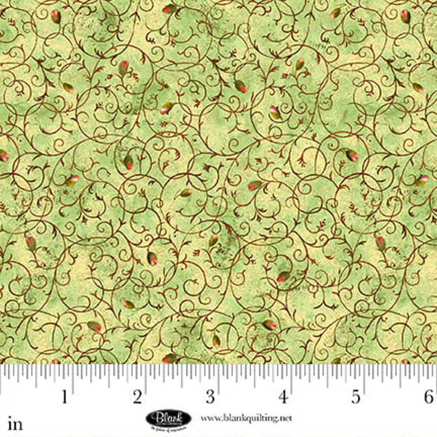 Enchanted Canopy - Scroll with Rosebuds, Green - 4608-60