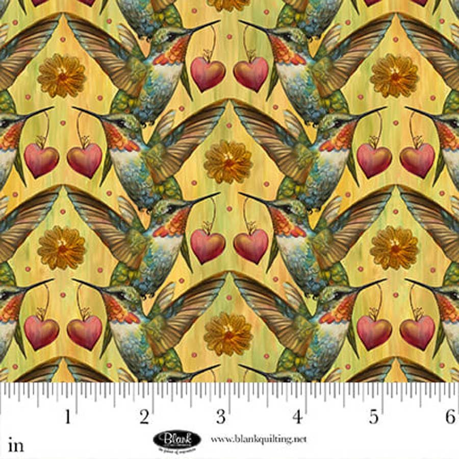 Enchanted Canopy - Hummingbirds with Hearts, Yellow - 4610-44