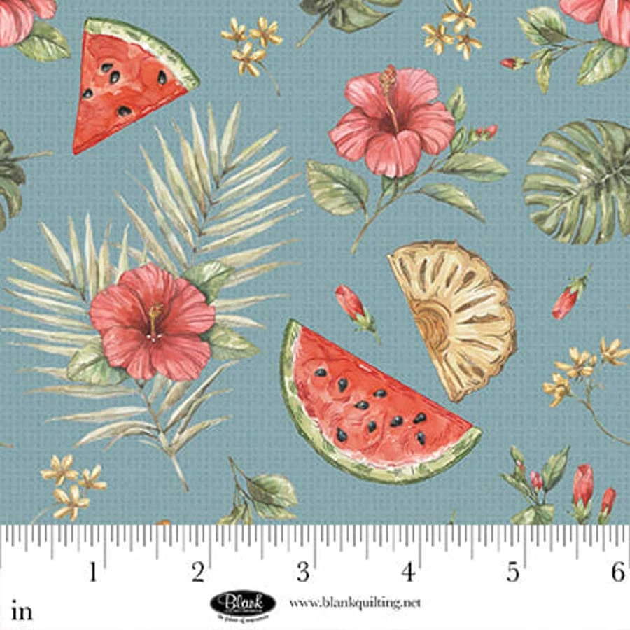 Vintage Summer - Fruits & Hibisicus, Slate - 4640-70