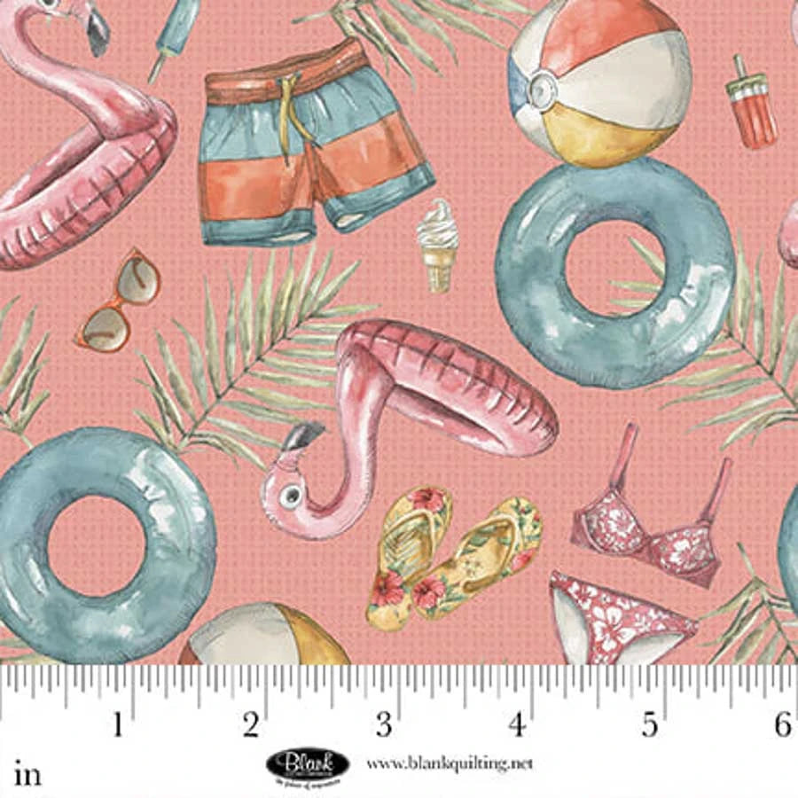Vintage Summer - Beach Motifs, Mauve - 4643-33