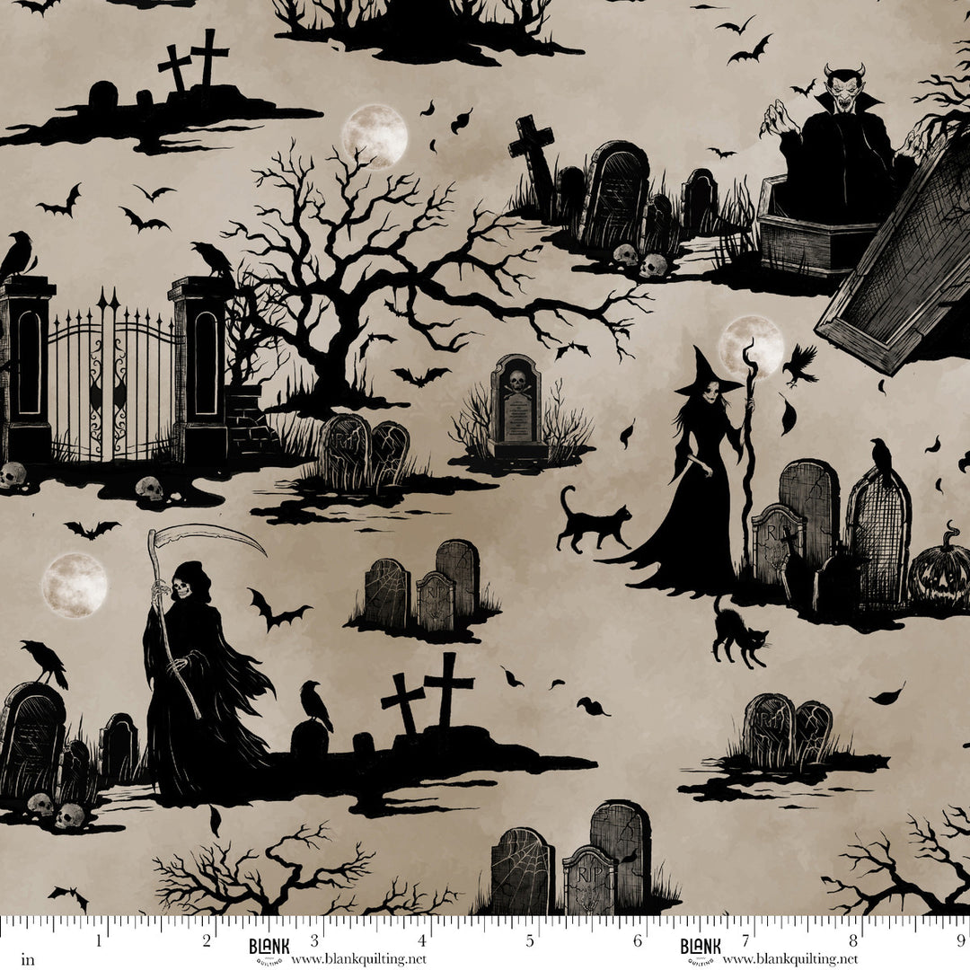 Darkly Enchanted - Cemetery Silhouette, Taupe - 4796-41