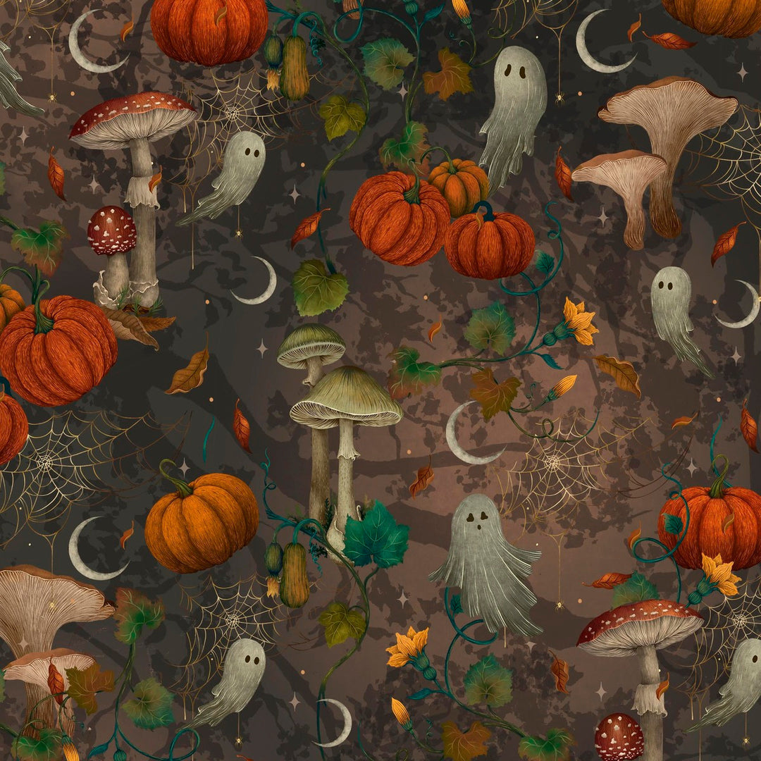 Harvest Haunt - Mushrooms and Ghosts, Charcoal - 4806-97
