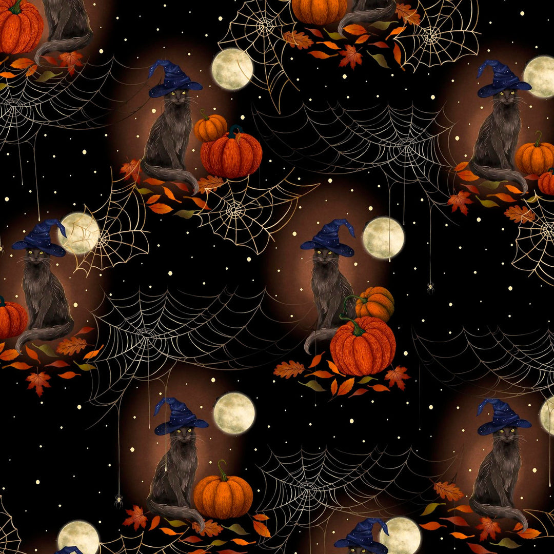 Harvest Haunt - Black Cats with Witch Hats, Black - 4807-99