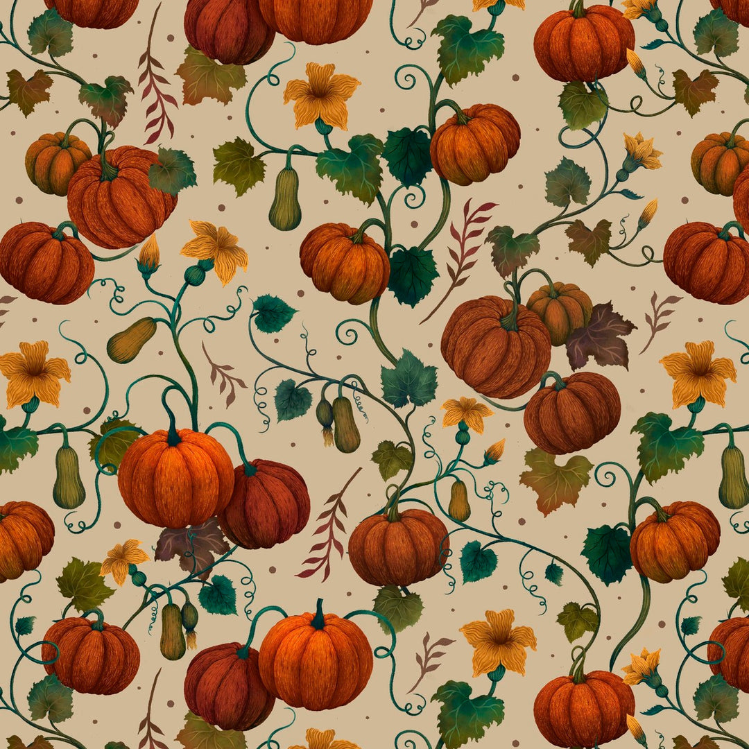 Harvest Haunt - Pumpkin and Squash Vines, Cream - 4811-41