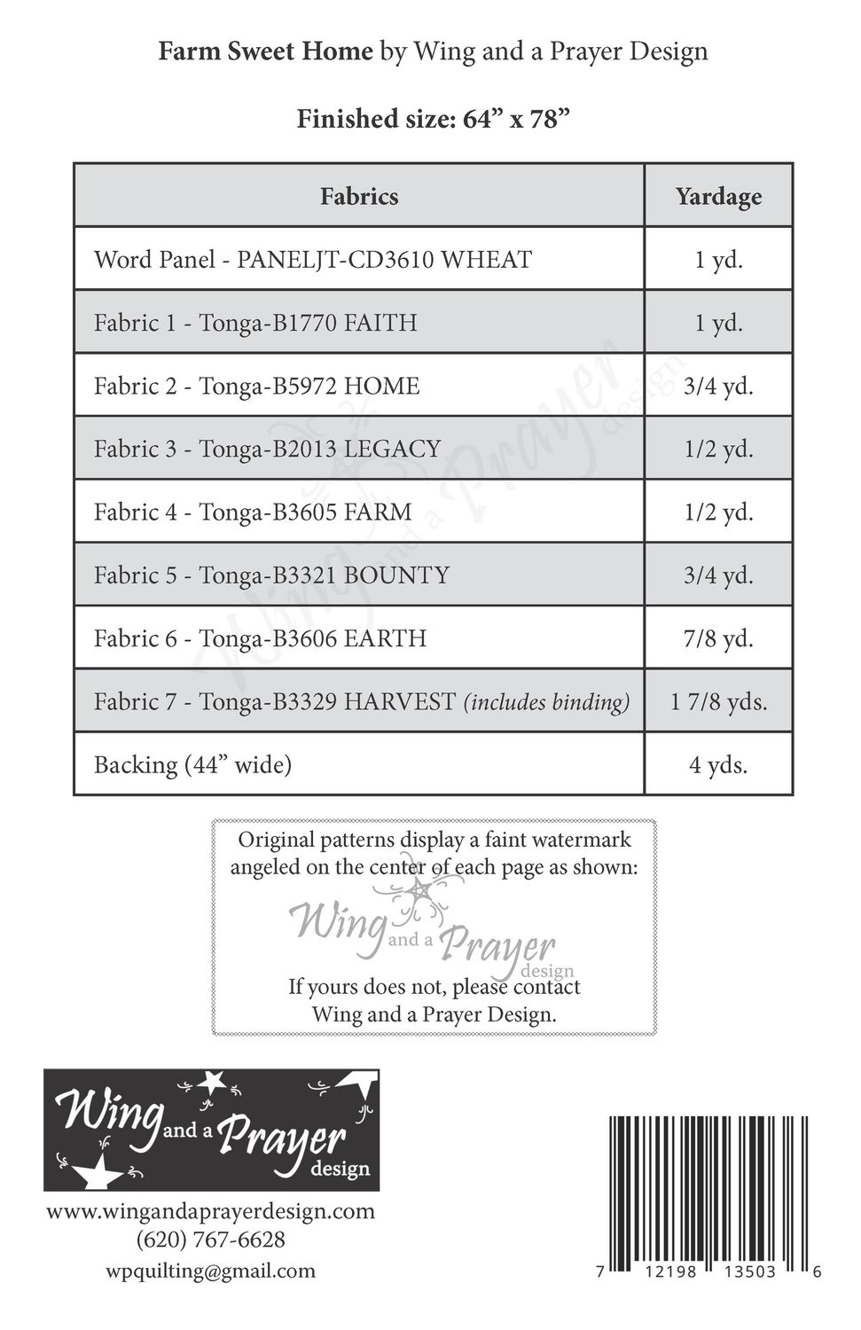 Farm Sweet Home Pattern