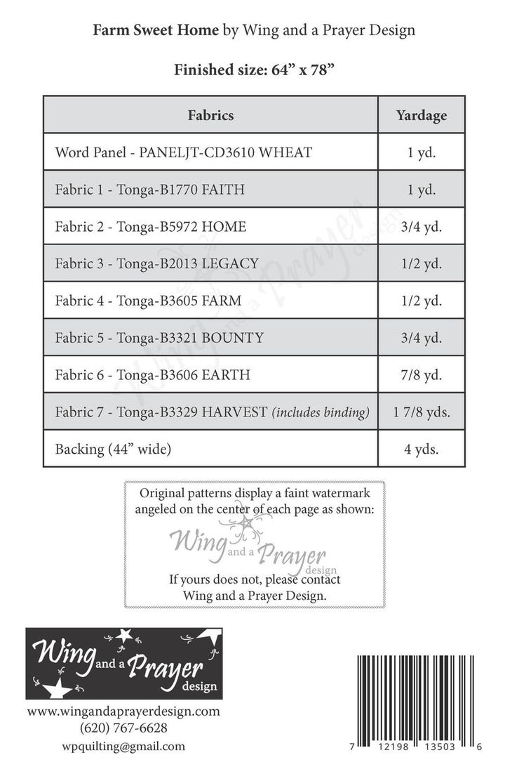 Farm Sweet Home Pattern