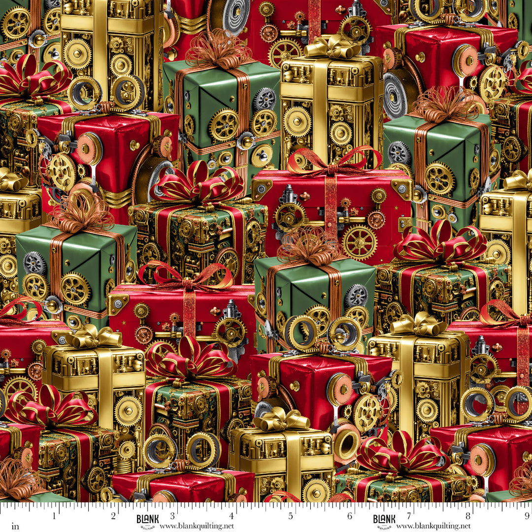 Gears & Garland - Steampunk Christmas Presents, Red - 4817-88