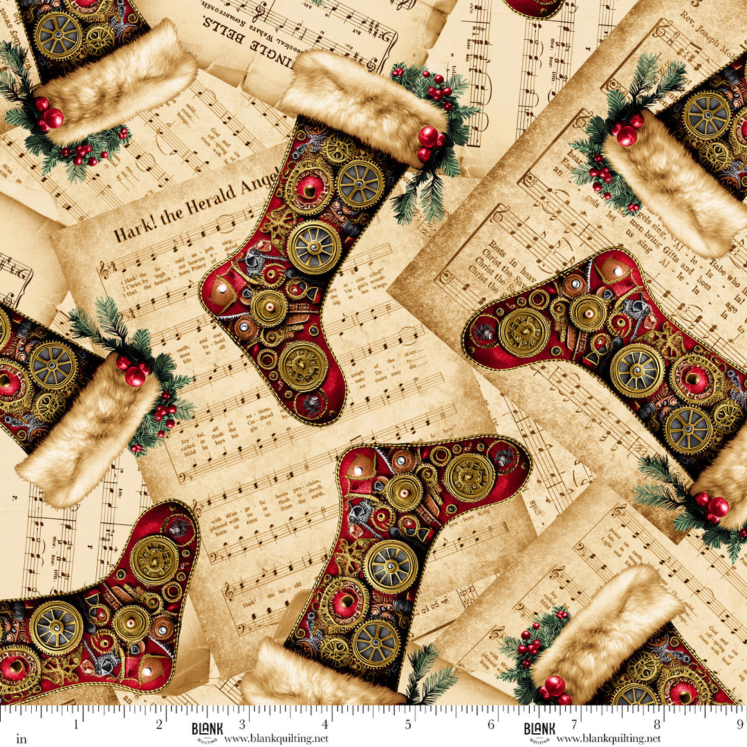 Gears & Garland - Christmas Sheet Music with Stockings, Parchment - 4818-41