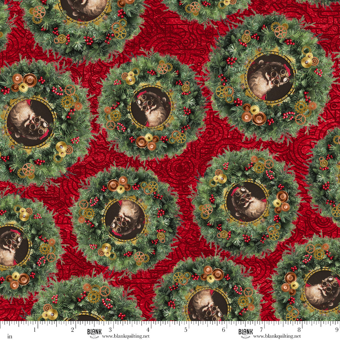 Gears & Garland - Christmas Wreaths with Santa, Red - 4821-88