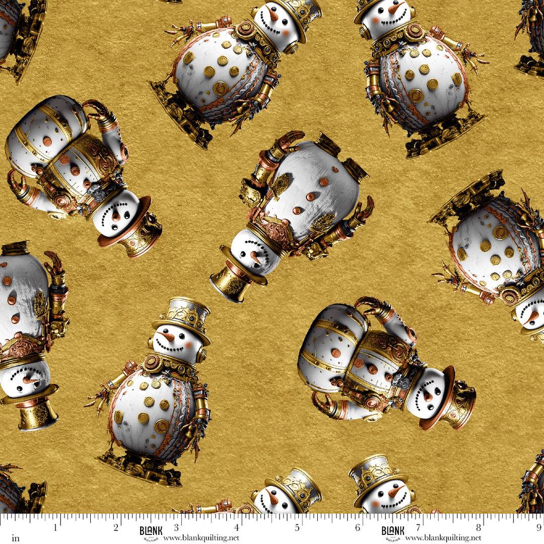 Gears & Garland - Steampunk Snowmen, Gold - 4822-30
