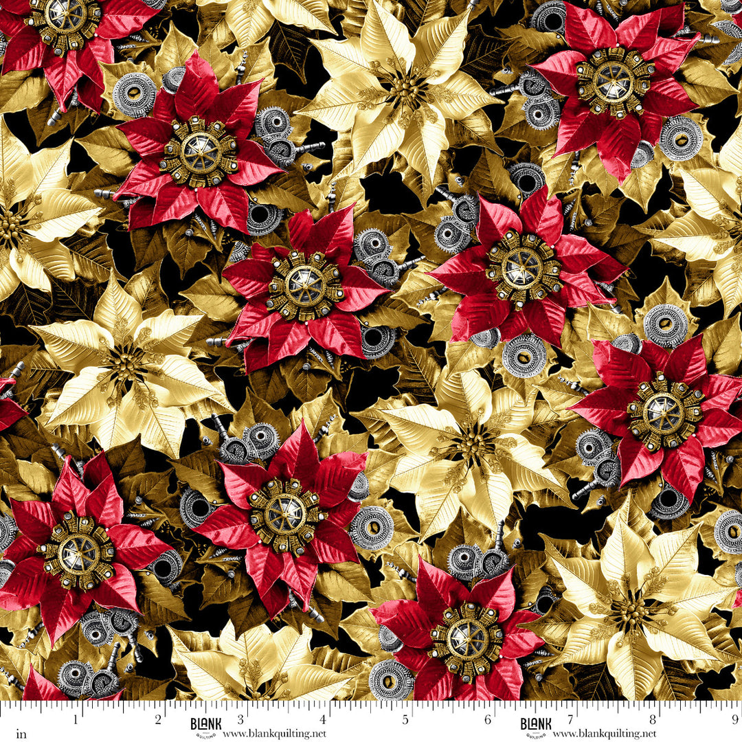 Gears & Garland - Steampunk Poinsettias, Red - 4826-88