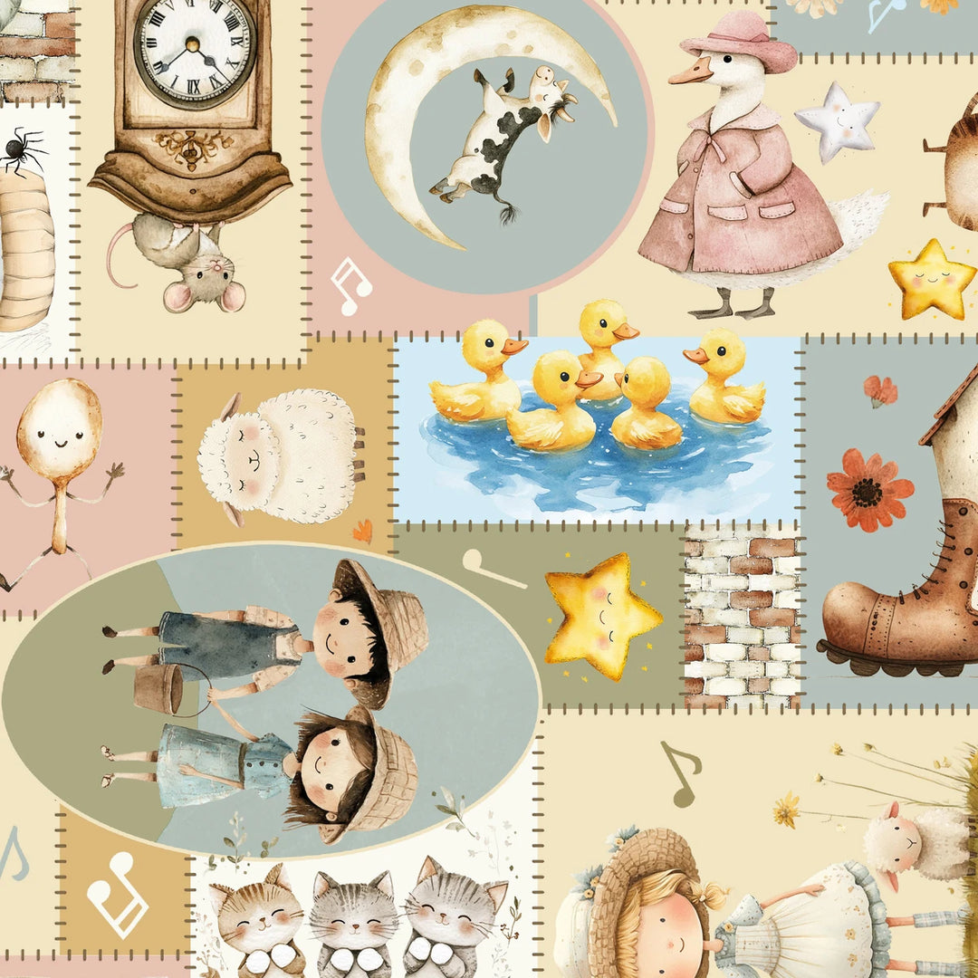 Nursery Rhyme Time - Nursery Rhyme Patchwork, Ivory - 4842-41