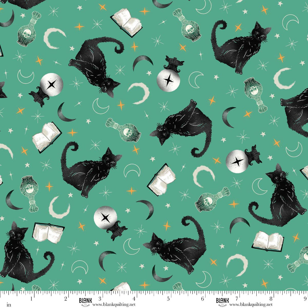 Witchy Wicked - Black cats, Crystal Balls, and Potion Books, Turquoise - 4860-70