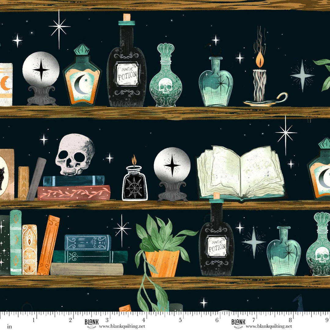 Witchy Wicked - Bookshelf with Potion Bottles and Crystal Balls, Black - 4861-99