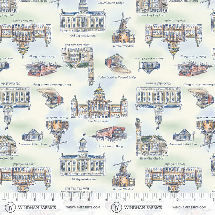 2026 All Iowa Shop Hop - Landmarks, Ivory - 55314D-2
