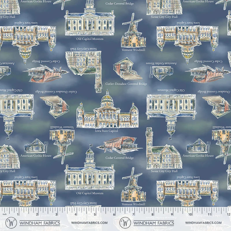 2026 All Iowa Shop Hop - Landmarks, Blue - 55314D-4