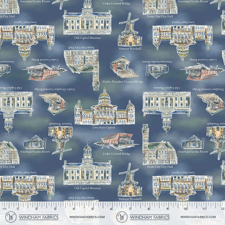 2026 All Iowa Shop Hop - Landmarks, Blue - 55314D-4