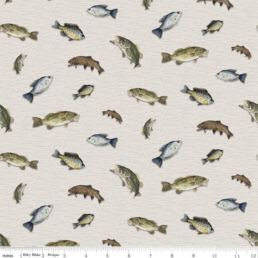 Wake at the Lake - Fish Toss, Tan - C14891-TAN