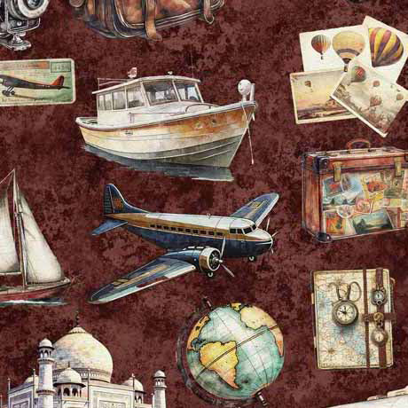 Globetrotters - Travel Icons, Brick - 30530-M