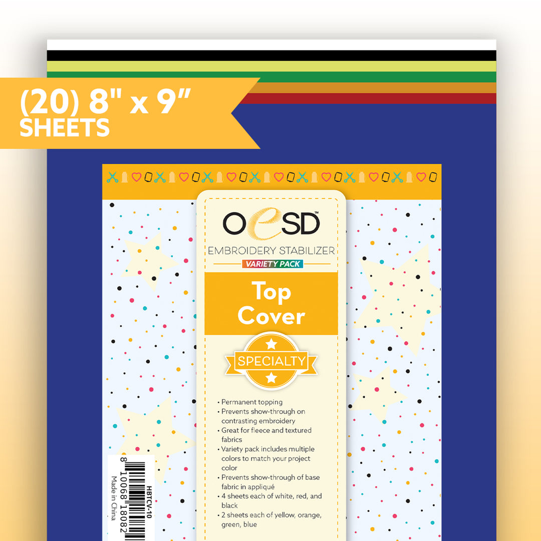 Top Cover - Permanent Topping, Variety pack - 8" x 9" (20 Sheets)