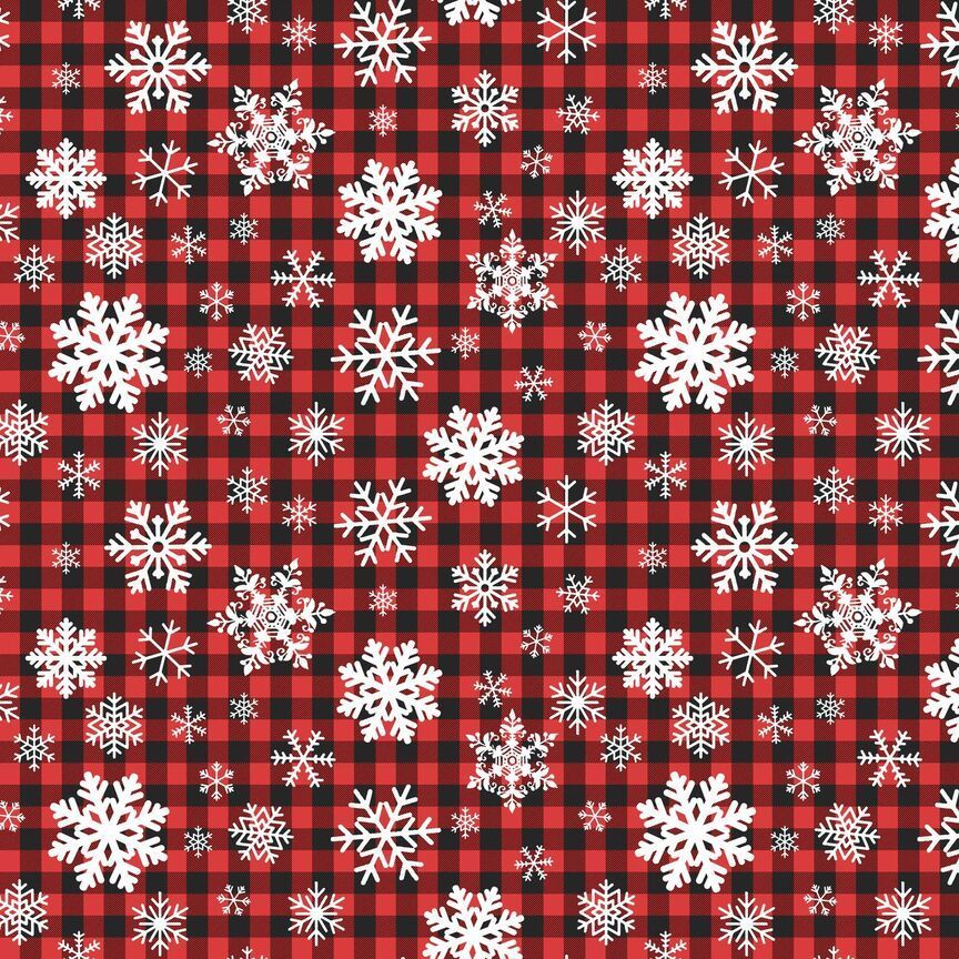 Christmas Eve - Snowflakes on Buffalo Plaid, Red - DONA-CD2883