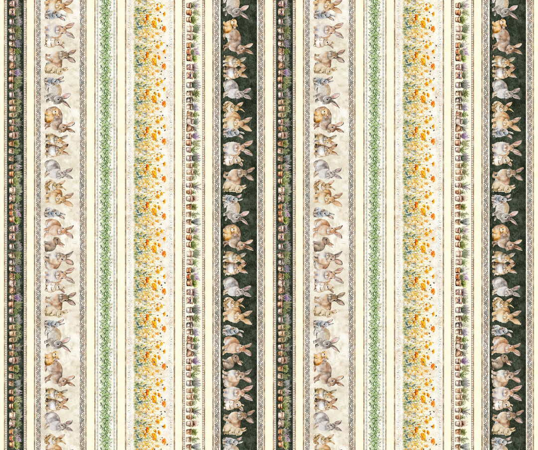 Hunny Bunny - Bunny & Floral Border Stripe, Multi - 30977-X