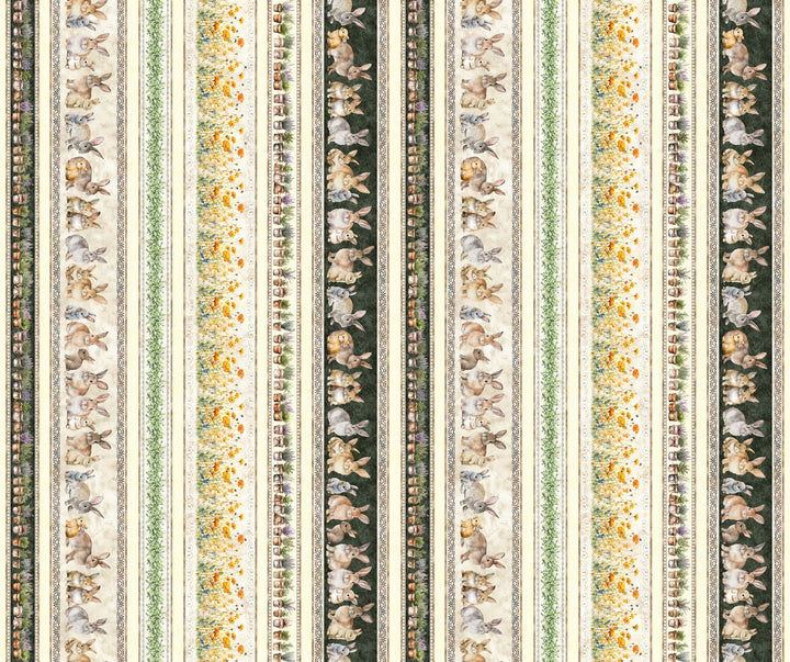 Hunny Bunny - Bunny & Floral Border Stripe, Multi - 30977-X