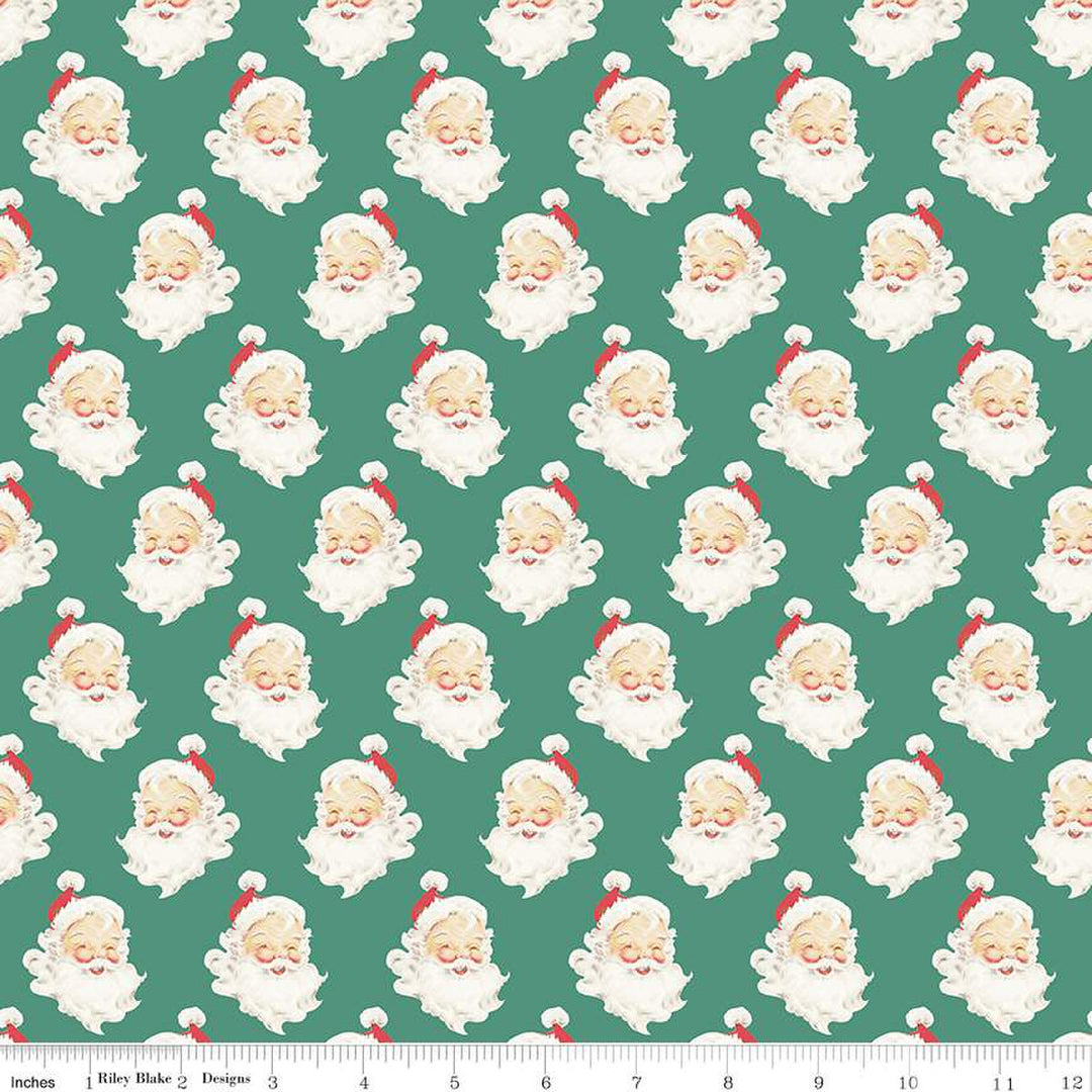 Merry Little Christmas - Santa Heads, Pine - C14842-PINE