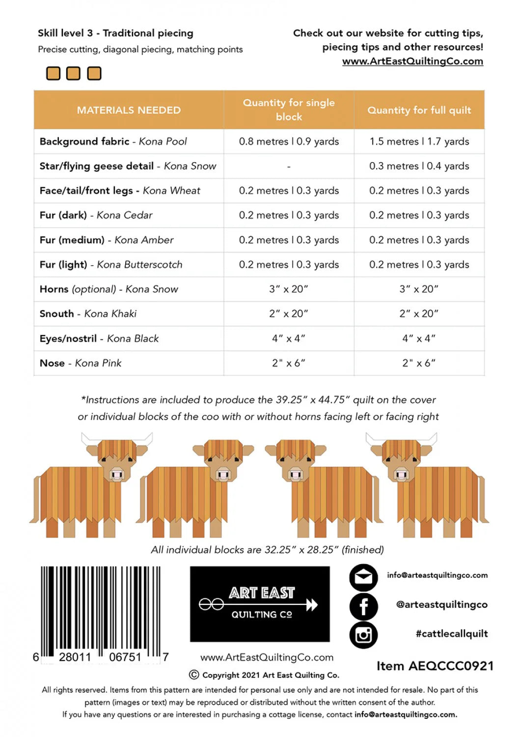 Cattle Call A Highland Coo Quilt Pattern