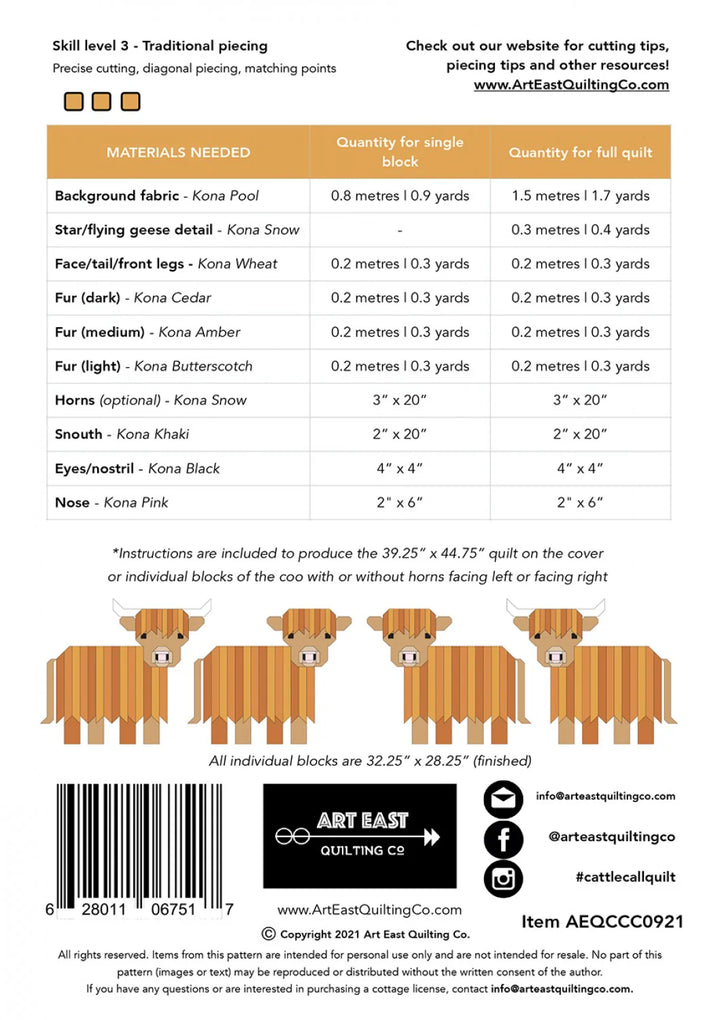 Cattle Call A Highland Coo Quilt Pattern
